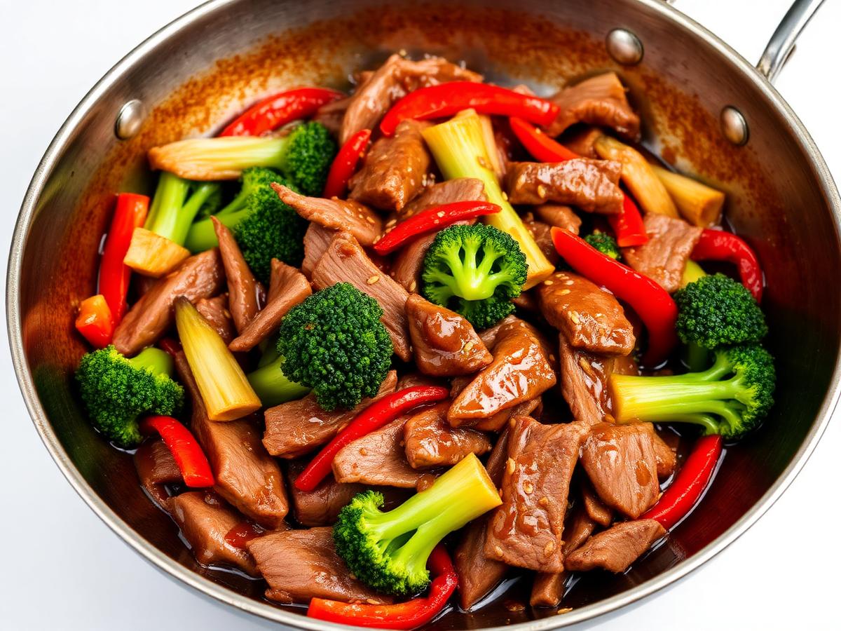Beef stir fry with peppers