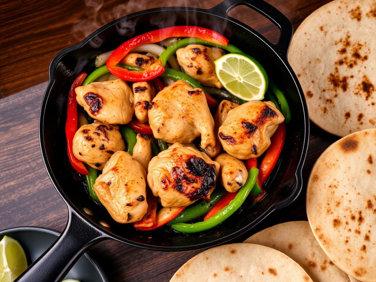 Chicken fajitas with peppers