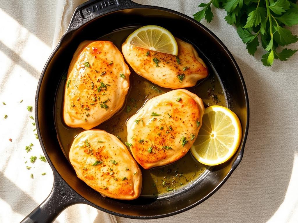Garlic butter chicken in a cast iron skillet