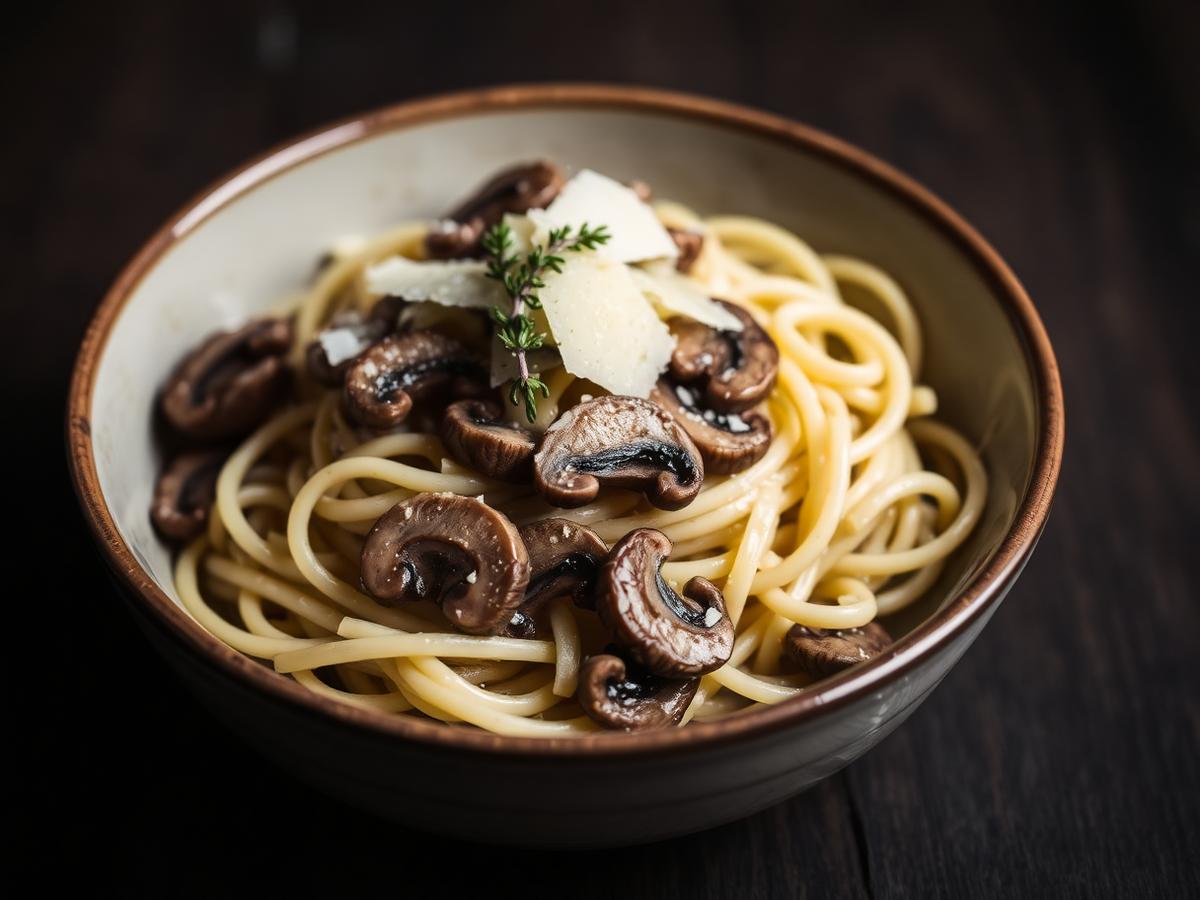 Creamy mushroom pasta bowl