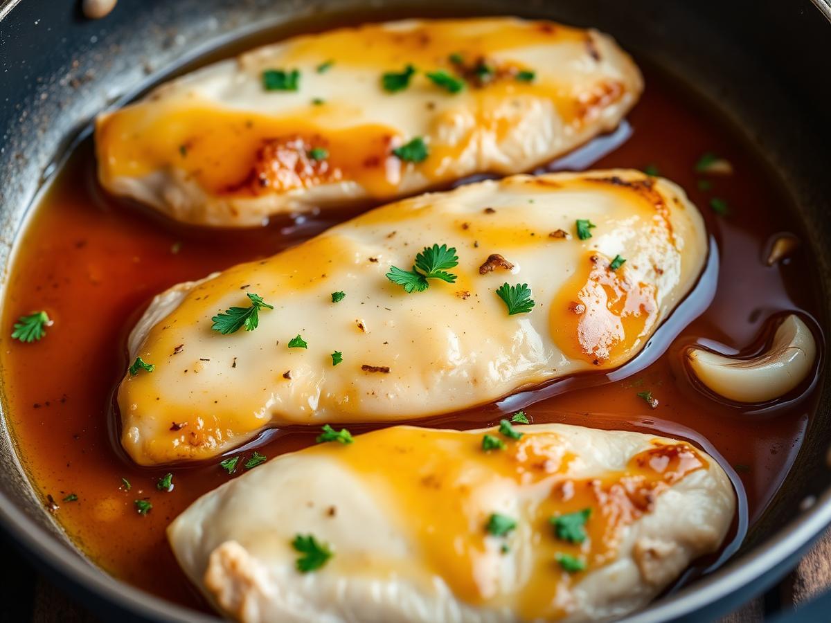 Honey garlic chicken in a skillet